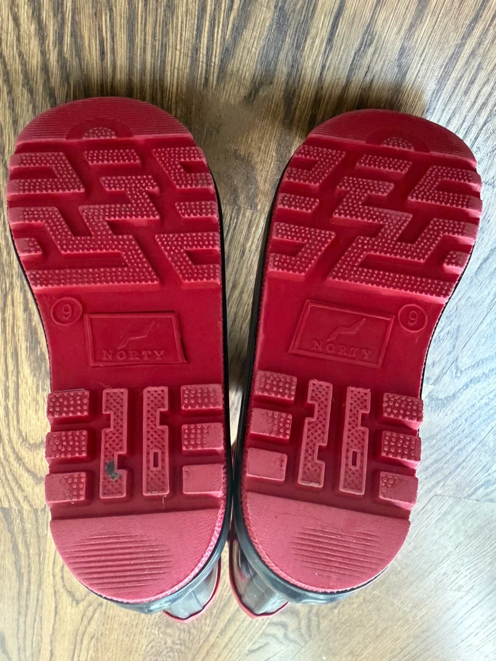 Norty Black & Red Fire Truck Rain Boots, toddler size 9